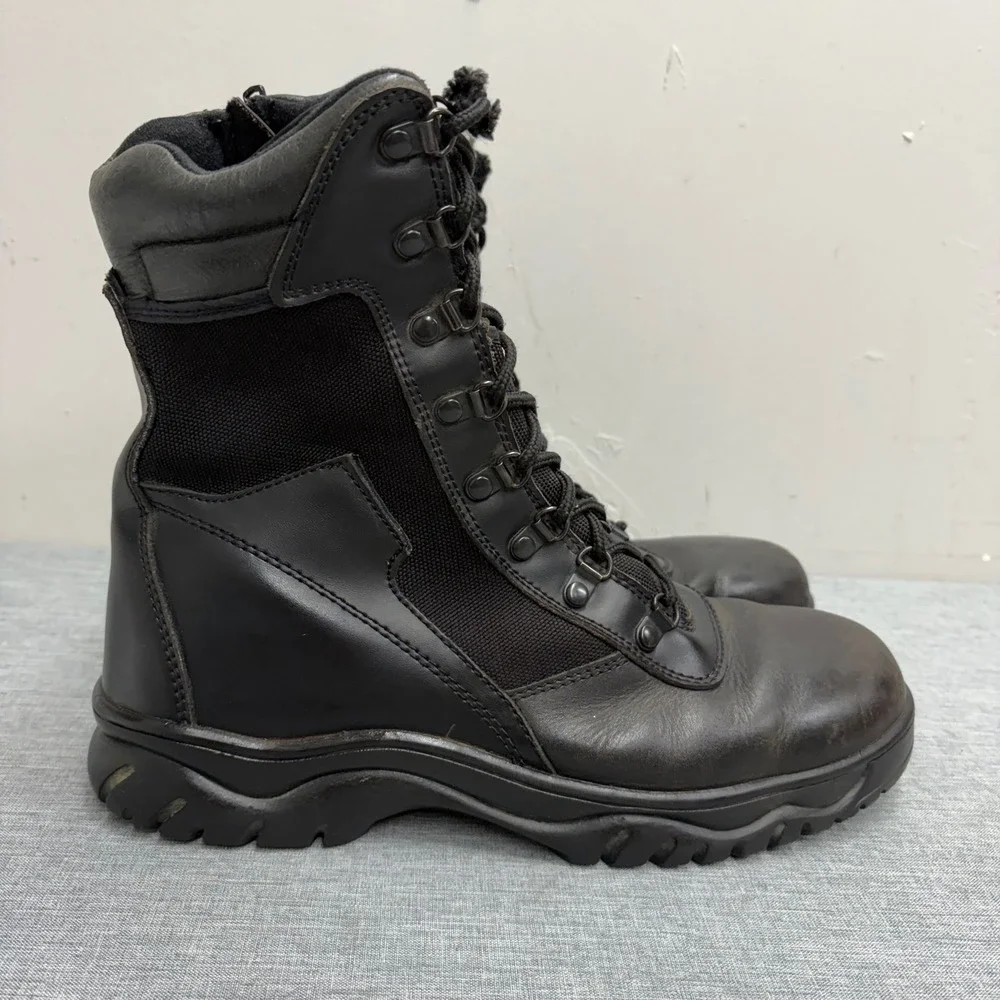 Rothco Tactical Boots Mens 11 Black Side Zip Leather Nylon Combat Workwear V85